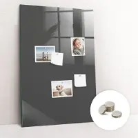Tulup Glassboard - Grijze kleur Magneetbord - 60 cm x 90 cm - Magnetic Board - Scandinavisch Design Bord - Memobord Keuken Grijs - Gratis 5 Sterke Magneten - Magneetbord Keuken - Magnetisch Wandbord