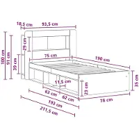 vidaXL Bedombouw met opslag Betongrijs 75 x 190 cm Bewerkt hout