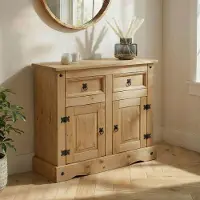 CARO-Möbel Commode SALSA, massief grenen, met 2 deuren en lades