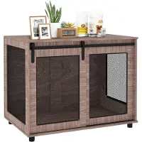 PawHut -Hundekäfig-Spanplatte, Stahl-98L x 60B x 78H cm-Nussbaum