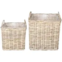 vidaXL Plantenmand met opslag GENDT 2 st Natuurlijk grijs Kubu Rattan