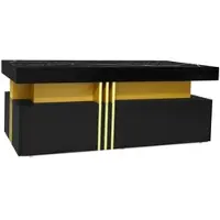 OKWISH Salontafel - Rechthoek 100x50x40 cm - Koffietafel Met 2 Lades Hoogglans Marmeren Tafelblad - Stijlvol En Praktisch Voor Woonkamer - Hout - Zwart