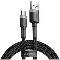 Baseus USB-C Fast Charge Kabel Gevlochten 1 Meter 3A Zwart Grijs
