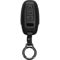 Kwmobile leren autosleutel hoesje geschikt voor Audi A6 A7 A8 Q7 Q8 3-knops autosleutel Keyless - Als sleutelhanger met sleutelring - Echt leer in zwart