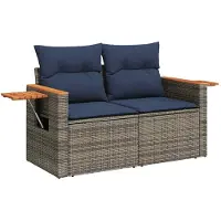 vidaXL 4-delige loungeset voor de tuin met kussens, grijs, polyrotan