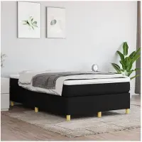 vidaXL Boxspring met matras stof zwart 140x190 cm