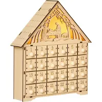 HOMCOM Christmas Advent Calendar Sperrholz 26,6L x 6B x 30H cm Naturholz