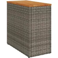 vidaXL Tuinbijzettafel met houten blad 58x27,5x55 cm poly rattan grijs