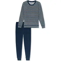 Schiesser Pyjama 'Casual Essentials' donkerblauw / wit