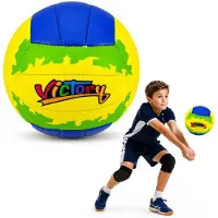 Lean Toys Volleybaltrainingsbal geel en blauw 22 cm maat 5