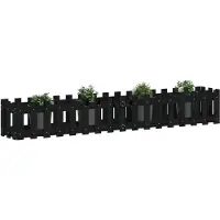 vidaXL Plantenbak verhoogd hekontwerp 200x30x30 cm grenenhout zwart