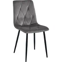 Leobert Eetkamerstoel LIBRA - Donkergrijs fluweel - Zwarte metalen poten - Modern design