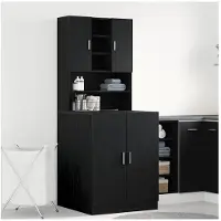 vidaXL Wasmachinekast 2 st Zwart eiken 70,5 x 71,5 x 181,5 cm