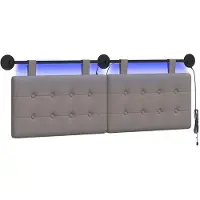 vidaXL Hangend hoofdbord Taupe Stof