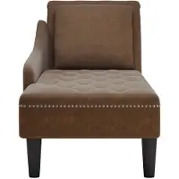 vidaXL Chaise longue met kussen en rechterarmleuning kunstleer bruin