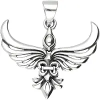 MOOYE ® - Collectie Zilveren Feniks met fleur de lis kettinghanger