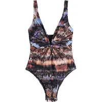 Next Badpak camel / bruin / violetblauw / zwart