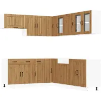 vidaXL 11-delige Keukenkastenset Lucca bewerkt hout artisanaal eiken