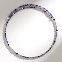 Cavill - Stalen Halsband met 24,33 ct Tanzaniet en 3,85 ct Lapis Lazuli - 2,90 ct Gouden Hematiet - Elegante Paarse Steen Ketting 31,5 cm