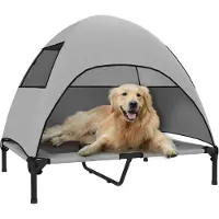 PawHut -Hundeliege-Polyester, Stahl-91L x 76B x 90H cm-Hellgrau