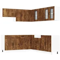 vidaXL 11-delige Keukenkastenset Kalmar bewerkt hout gerookt eiken