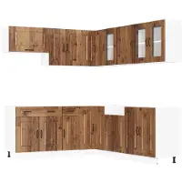 vidaXL 11-delige Keukenkastenset Kalmar bewerkt hout oud houtkleurig