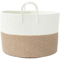 vidaXL Opbergmand Ø 51x33 cm katoen bruin en wit