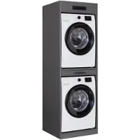 Inter Link Sas Interlink Lifestyle Studio Flow Wasmachinekast voor Wasmachine en Droogkast - antraciet - Uitschuifbaar Werkblad - 67 x 68 x 208 cm