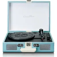 Lenco CLASSIC PHONO TT-110BUWH - Platenspeler met Bluetooth ontvangst en ingebouwde speakers - Blauw Wit