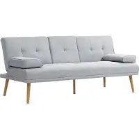 HOMCOM Driezits slaapbank linnen lichtgrijs 181 x 77 x 72cm