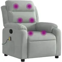 vidaXL Massagestoel lichtgrijs fluweel