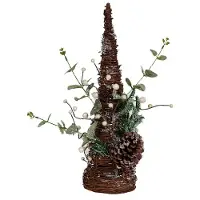 Romimex Kerstboom , bruin-groen, polyethyleen, met dennenappels, 24 x 47 x 24 cm
