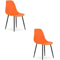 Leobert Set van 2 Stoelen WAT – Oranje, Zwarte Metalen Poten, Kunststof Zitting – Modern en Ergonomisch – Geschikt voor Eetkamer, Woonkamer, Keuken, Thuiswerkplek, Kantine en Wachtruimte – Eenvoudige Montage