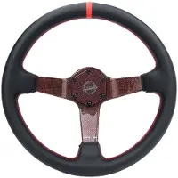 Nrg Carbon Fiber Steering Wheel 350mm 3in Deep Red Carbon Fiber Red Stiching Red Center Mark Leather