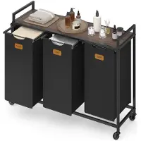 Songmics Wasmand - Wassorteerder - 98,6 x 33 x 81 cm - Inktzwart/Asbruin