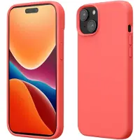 Kwmobile Case voor iPhone 15 Plus - Slank TPU-Hoesje met Zachte Afwerking - In neon koraal