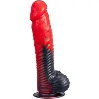 Silexd - Devil Dildo - Vloeibare Siliconen - 20.3 x 4.4 cm - Rood/Zwart