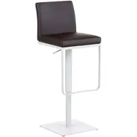 CLP Barkruk Panama, bekleding van kunstleer, draaibaar, traploos in hoogte verstelbaar, draagvermogen tot 240 kg | Kleur: bruin, frame: wit