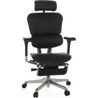 Hjh OFFICE Bureaustoel / Directiestoel ERGOHUMAN PLUS LEGPRO GEN2 Leder met beensteun mesh zwart