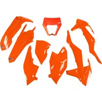 Ufo Ktm Exc/exc-f 2017-2019 With Headlight Ktkit523-fflu Fork Protectors & Plastic Set