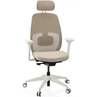 Hjh OFFICE Ergonomische bureaustoel Skandis Pro met hoofdsteun beige / wit frame