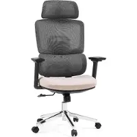 Hjh OFFICE Bureaustoel / draaistoel Ergomy Pro met gaasbekleding / zitting van stof in donkergrijs / beige