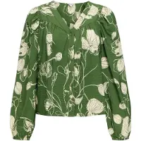 Object Blouse 'OBJJacira' crème / olijfgroen