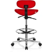 Hjh OFFICE WORK MF - Werkstoel / werkkruk/ verhoogde bureaustoel Rood