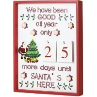 Ed Brubaker Adventskalender wandplank met kalenderbladen, hout, wit, met 6 LED-lichtjes, 28 x 4 x 35,5 cm