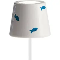 Zafferano keramische kap voor de Poldina lamp, keramiek, diameter 130x100 mm, decor met blauwe vissen op een witte achtergrond