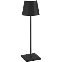 Zafferano Poldina Pro Black LED-tafellamp, oplaadbaar en dimbaar, met een batterijduur tot 12 uur. Geschikt voor buitengebruik, IP65.