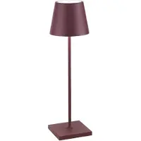Zafferano Poldina Pro LED-tafellamp, bordeauxrood, oplaadbaar en dimbaar, batterijduur tot 12 uur, IP65 (geschikt voor buitengebruik)