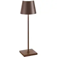 Zafferano Poldina Pro LED-tafellamp Corten, oplaadbaar & dimbaar, tot 12 uur batterijduur, IP65 voor buitengebruik