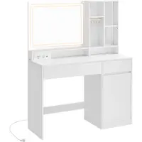 Vasagle Kaptafel met spiegel en verlichting voor slaapkamer, 110B cm